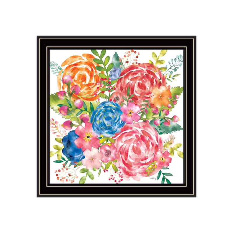 TrendyDecor4U Contemporary "Spring Floral II" Framed Print Wall Art - Multi