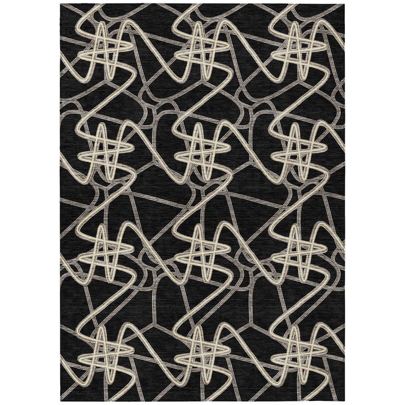 Machine Washable Indoor/ Outdoor Contemporary Links Chantille Rug