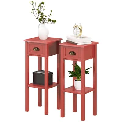 Lightweight and Stylish Bedroom Side Table with Storage Drawer and Bottom Shelf Ideal for Small Spaces