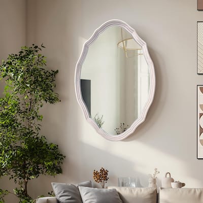 Irregular Rustic Antique Solid Wood Wall Mirror - 36x24 inches