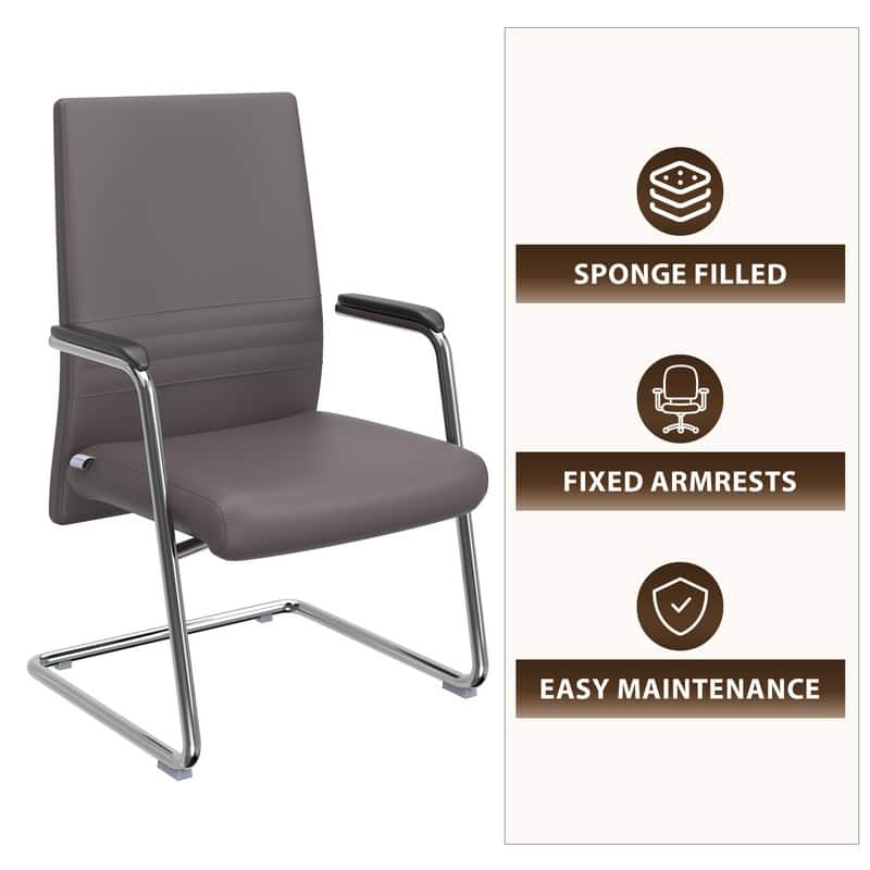 LeisureMod Aleen Office Chair with Upholstered Seat and Metal Armrest