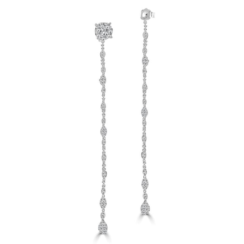 Joelle Collection Diamond Push-Back Dangle Earring Backs 14K Gold 1.95 CT TDW 4" Drop