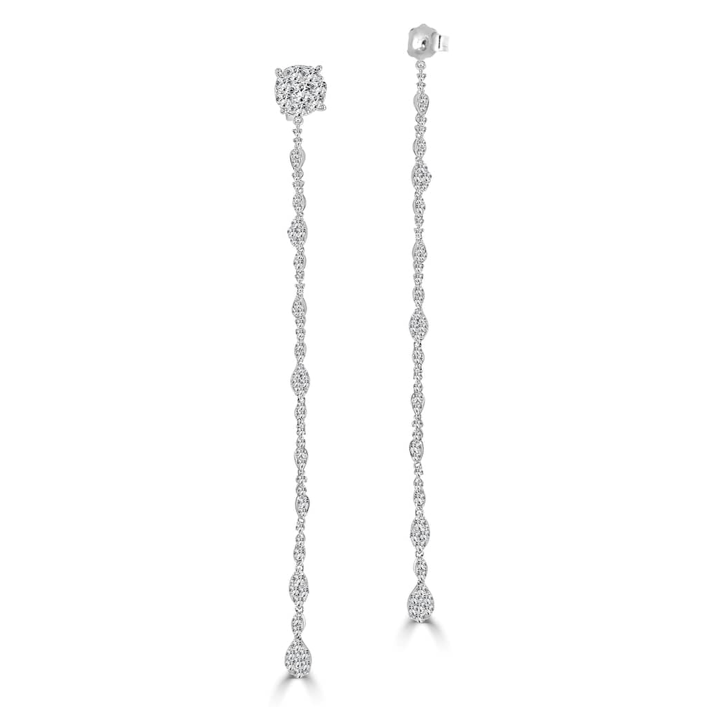 Joelle Collection Diamond Push-Back Dangle Earring Backs 14K Gold 1.95 CT TDW 4" Drop