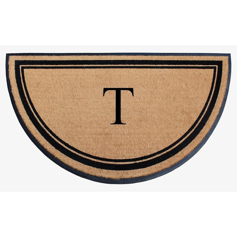 A1HC Natural Coir & Rubber Hand Flocked Thick Durable Monogrammed Doormats, 36" x 72" - Beige Picture Frame - T