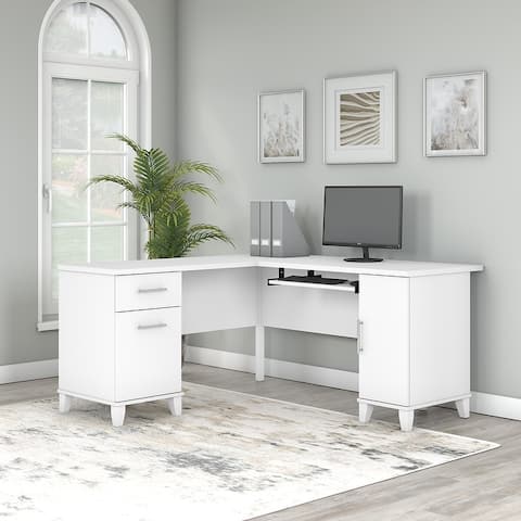 Bush Furniture Somerset 60W L Shaped Desk in Ash Gray