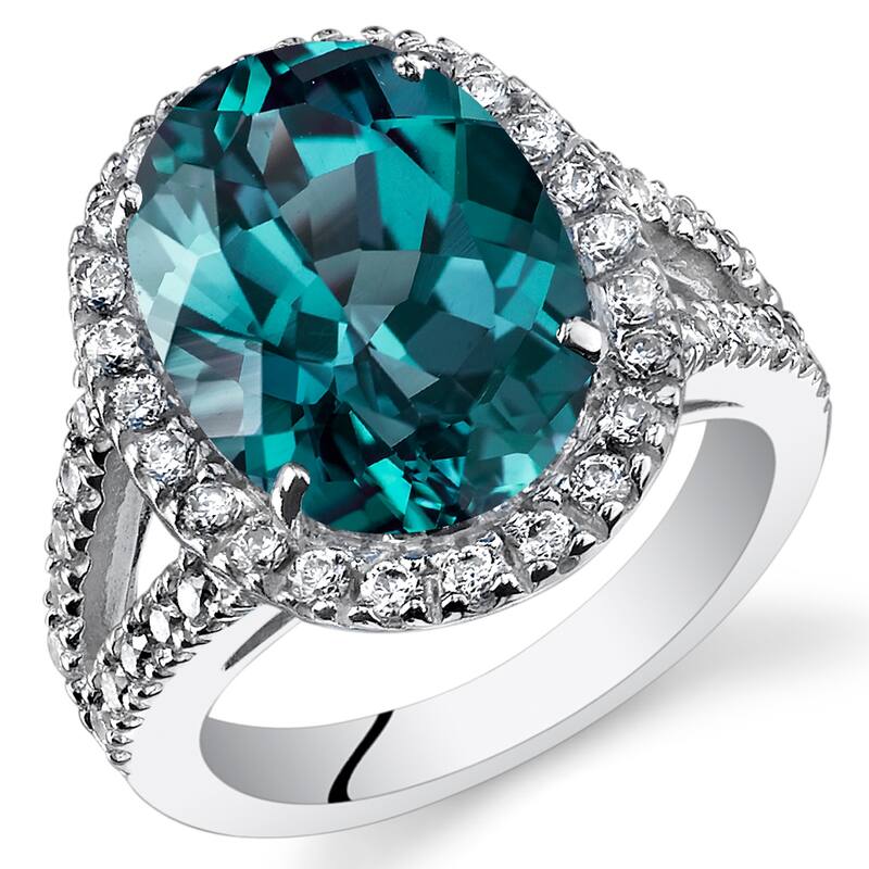 Sterling Silver 8.5 ct Created Sapphire Engagement Ring