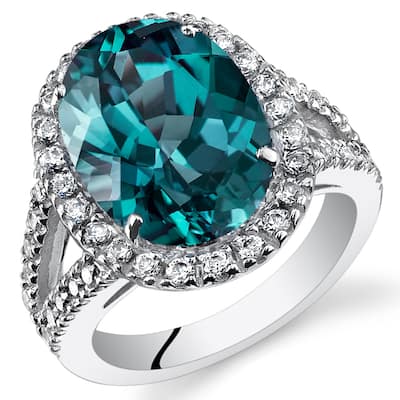 Sterling Silver 8.5 ct Created Sapphire Engagement Ring
