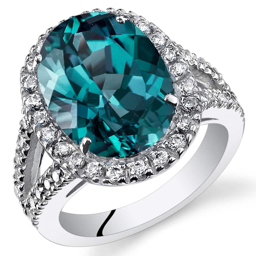 Sterling Silver 8.5 ct Created Sapphire Engagement Ring