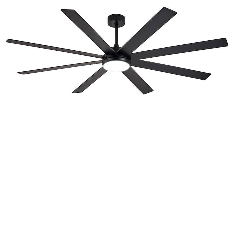 Large Ceiling Fan with Light - 8-Blade, Remote App Control, Dimmable 3CCT, Quiet DC Motor​, 66/72 Inches - 66-inch - Black&Walnut
