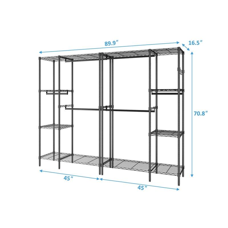 Closet Organizer Metal Garment Rack Portable Clothes Shelf Black
