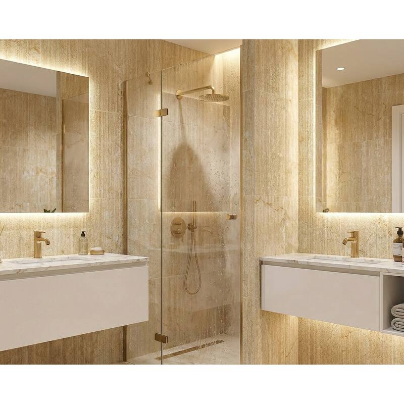 Roomfitters Natural Marble Tile, FS Textured 3D Fluted Stone for Wall, Genuine Marble, 4-Piece Box, Gold Yellow Beige