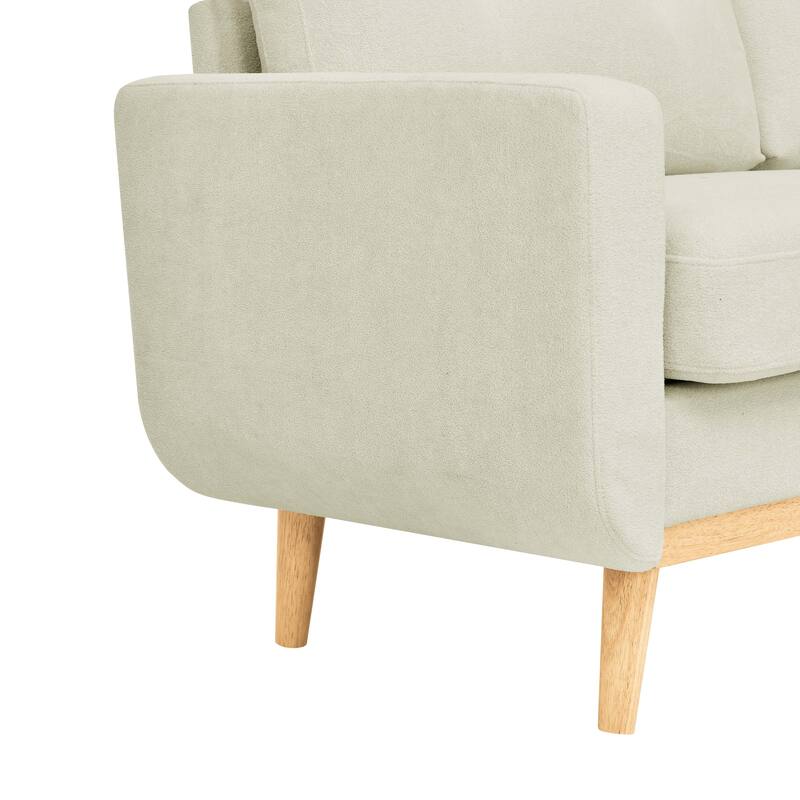 67.7" Wide Mid-Century Modern Upholstered Tufted Loveseat Sofa with Wooden Legs, Cream Polyester