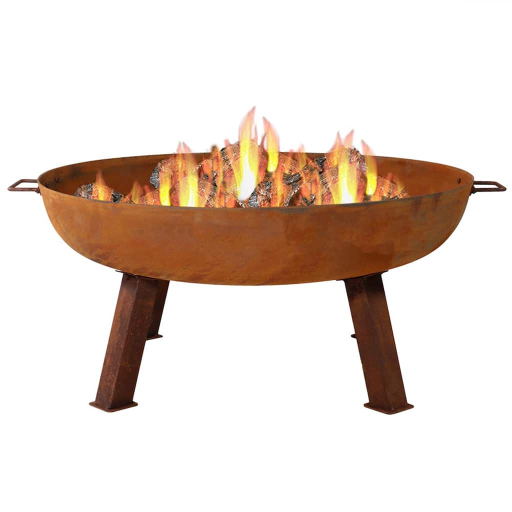 34" Fire Pit Cast Iron with Rustic Finish Wood-Burning Fire Bowl