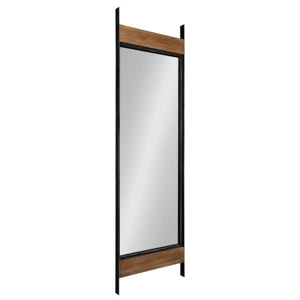 slide 2 of 5, Kate and Laurel Kincaid Wood and Metal Full Length Leaner Mirror - 19.25x63 19.25x63 - Rustic Brown/Black