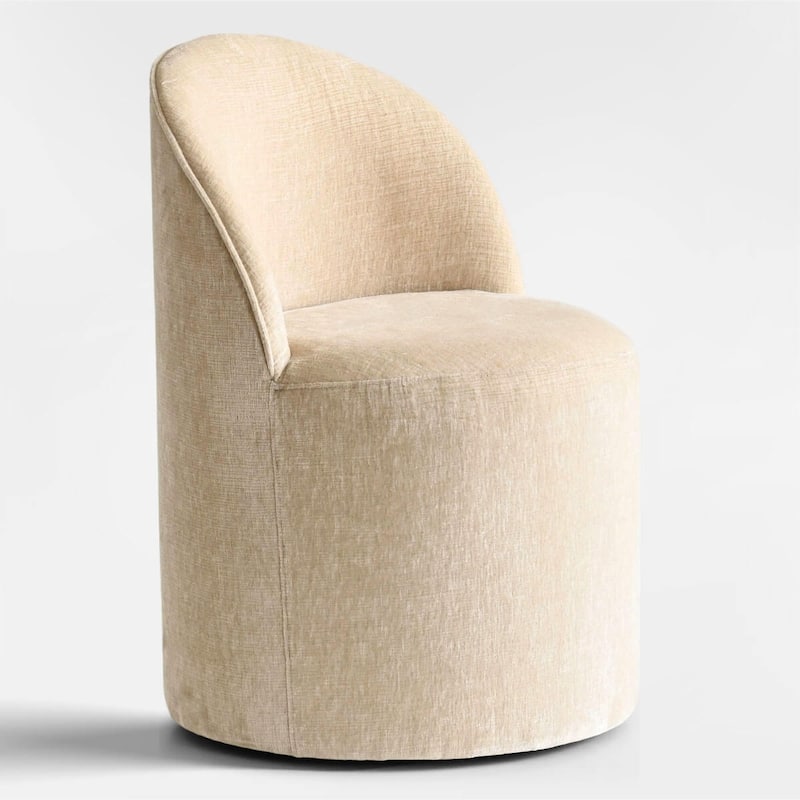 Chenille Rolling Upholstered Dining Chair with Castors (Set of 2)