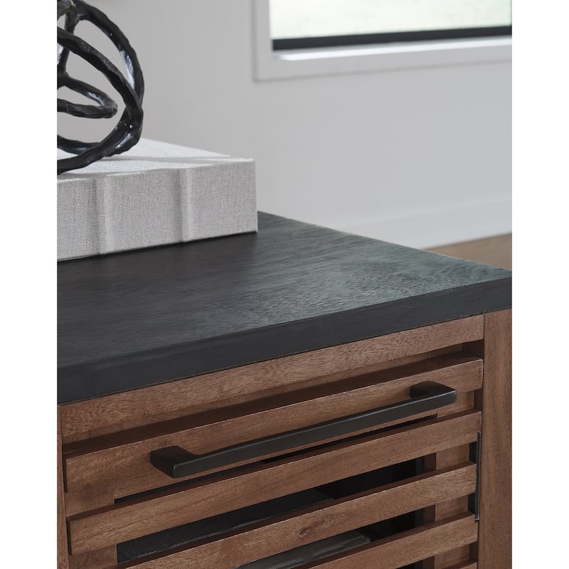 Signature Design by Ashley Kallari Black/Brown Chairside End Table - 18.13" W x 22.25" D x 24" H