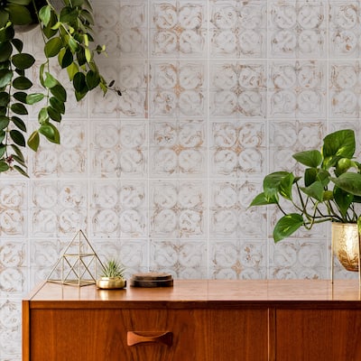 Merola Tile Antigua Lis White 13" x 13" Porcelain Wall Tile