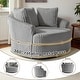 preview thumbnail 33 of 64, Oversized 43" W Plush Corduroy Recessed Arm Swivel Barrel Chair
