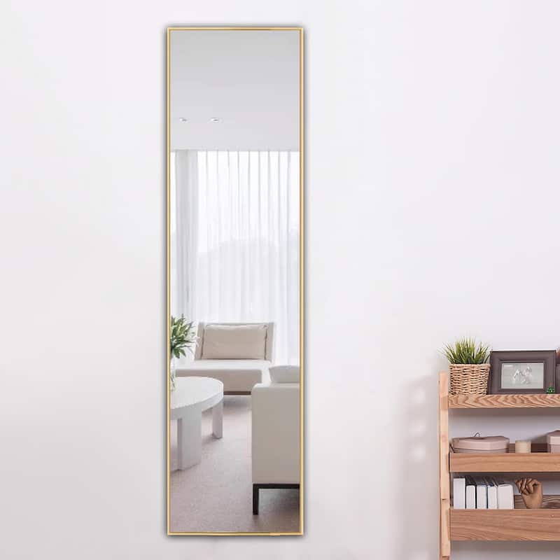 Modern Sleek Metal Frame Full-length Hanging or Leaning Wall Mirror