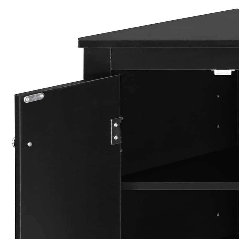 Modern Stylish Triangle Corner Storage Cabinet with Two Adjustable Internal Shelves