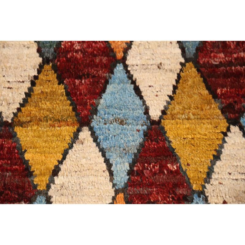 Trellis Moroccan Oriental Area Rug Hand-Knotted Tribal Wool Carpet - 6'9" x 9'5"