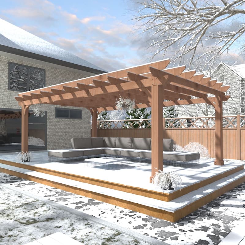VEIKOUS Outdoor Cedar Wood Pergola Gazebo Kit with Flat Roof Trellis for Patio, Deck, Garden and Backyard