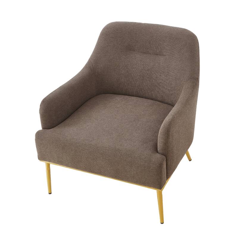Christopher Knight Home - Modern Upholstered Armchair with Gold Metal Legs and Curved Backrest