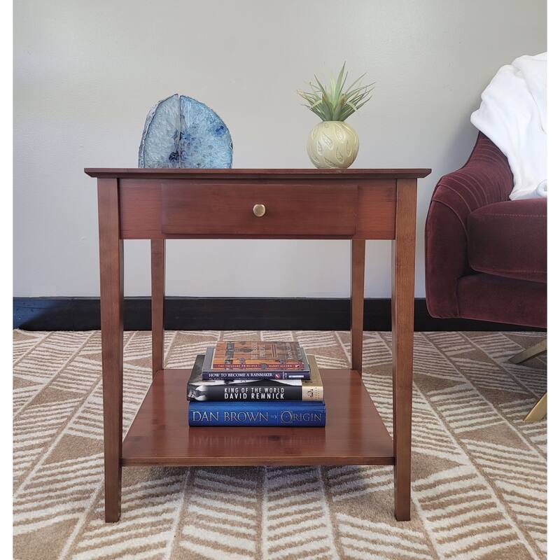 Solid Bamboo End Table with Drawer