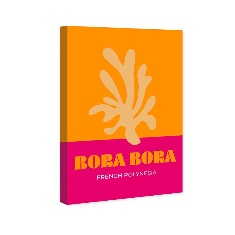 Wynwood Studio Canvas Typography and Quotes Travel to Bora Bora Orange Nautical & Coastal Wall Art Canvas Print