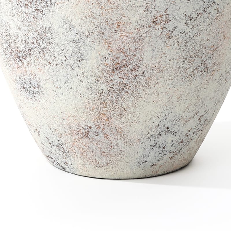 2-Piece Marbled White Round Stoneware Vase Set