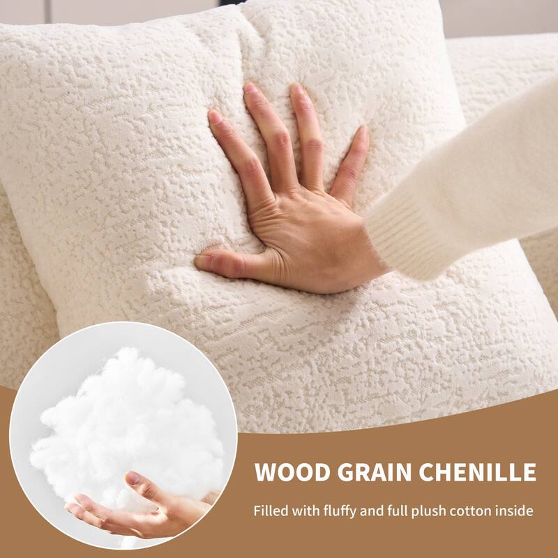 30D Chenille No-Assembly Compact Curved Loveseat Full Compression Sponge Sofa