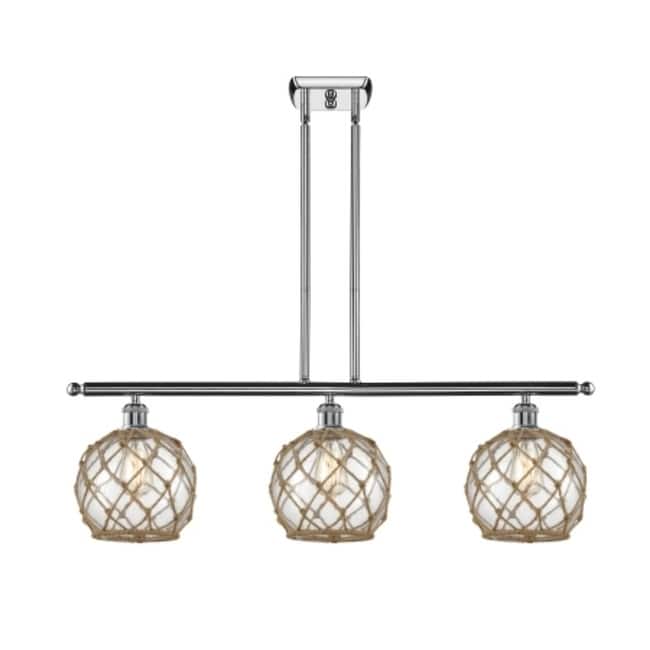 Innovations Lighting Farmhouse Rope 3 Light 36" Wide Linear Chandelier
