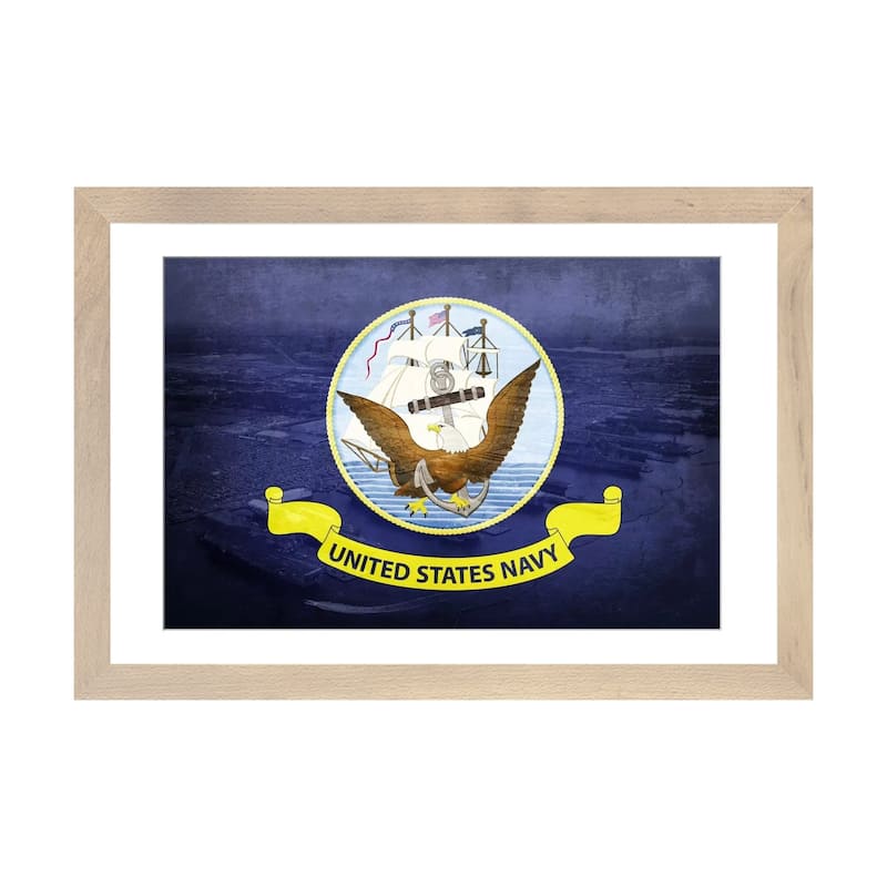 iCanvas "U.S. Navy Flag (Naval Station Norfolk Background) II" by iCanvas - Natural - 16x24x1