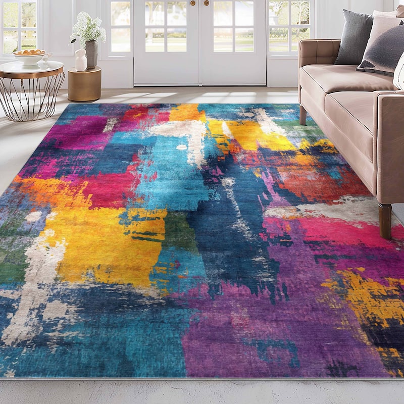 Well Woven Apollo Abstract Maree Waves Modern Stain Resistant Area Rug