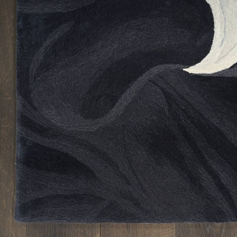 Nourison Prismatic Ivory Black Abstract Chic Hand-Tufted Indoor Rug