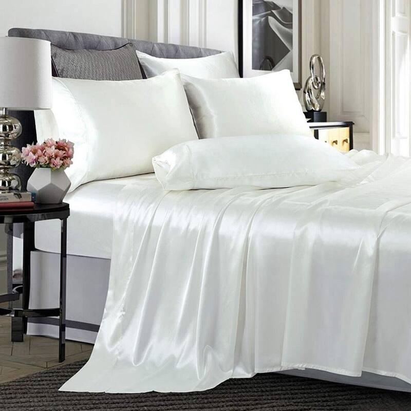 6pc King Size Satin Sheets Silky Smooth Ivory White Bed Bath & Beyond