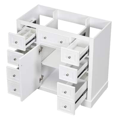 36 Inch Bathroom Vanity Base without Sink, Bathroom Storage Cabinet with 6 Drawers and Cabinet Storage