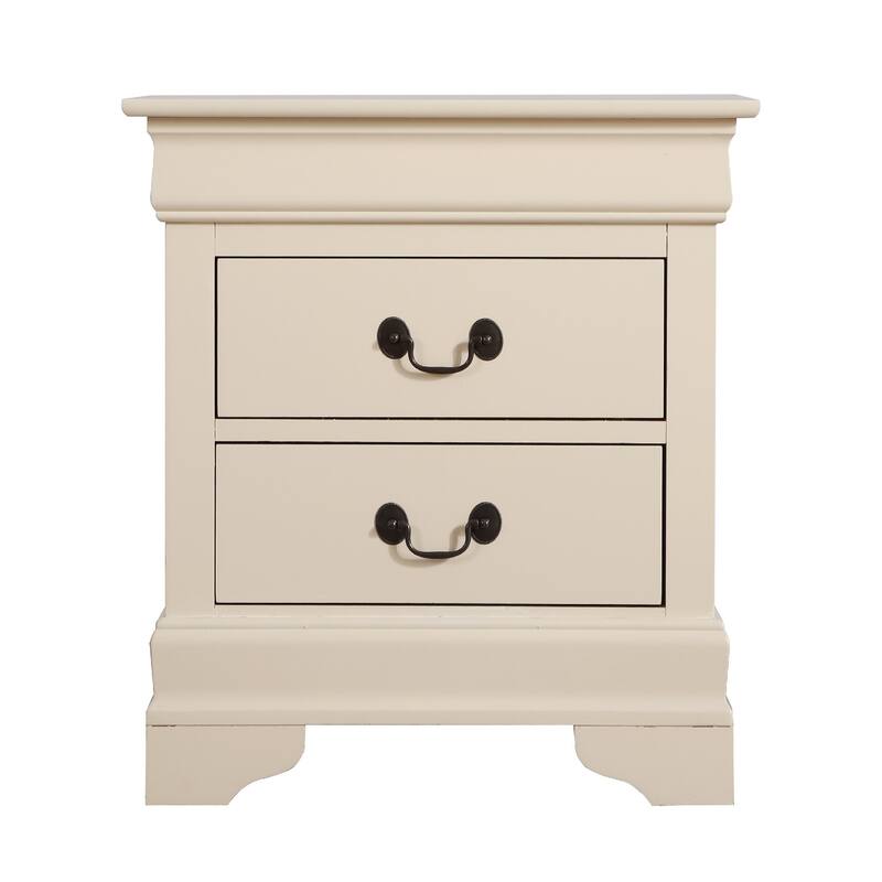 2-Drawer Wooden Nightstand - 24" - Beige