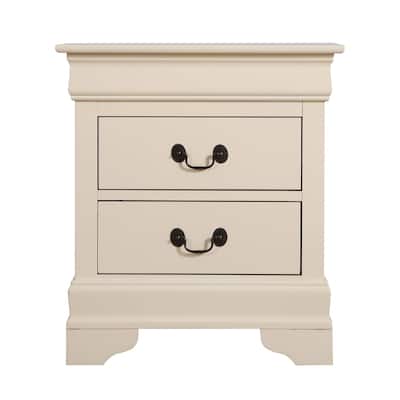 2-Drawer Wooden Nightstand - 24" - Beige