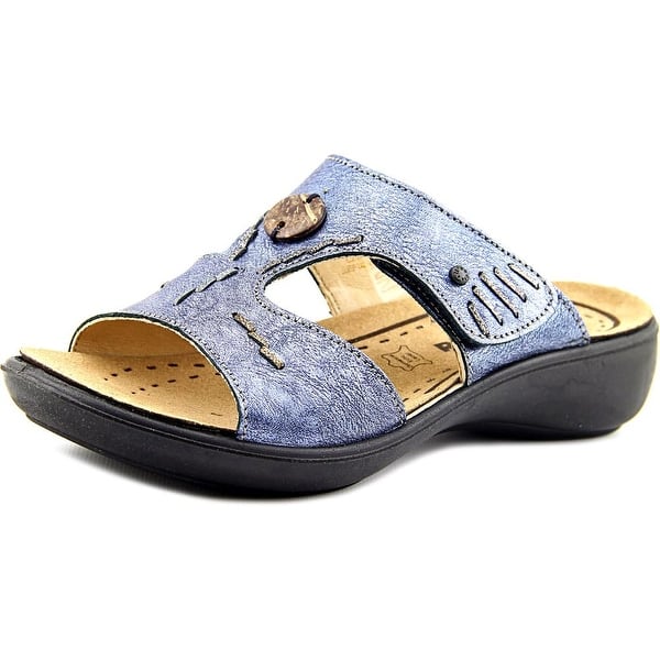 Shop Romika Ibiza 13 Women Open Toe Leather Blue Slides Sandal Overstock 13656353