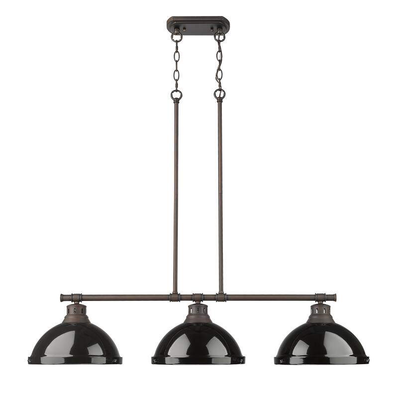 Yep by Golden Lighting Duncan 3-light Island Light in Rubbed Bronze and Black shade