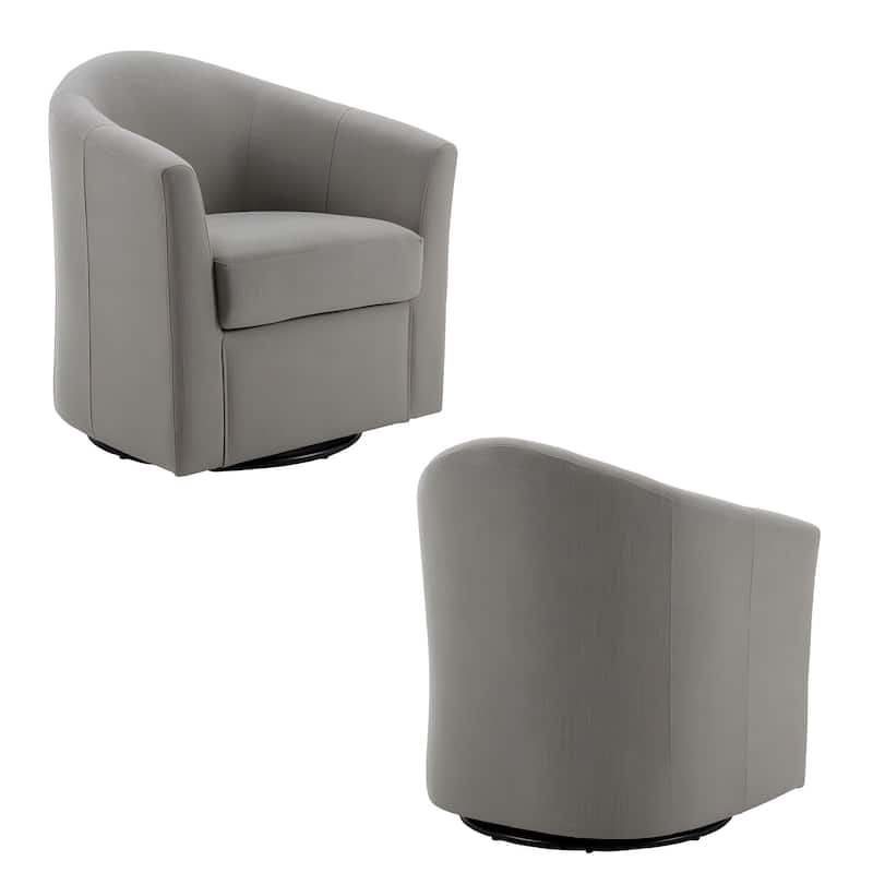 2 Set Modern Upholstered Swivel Barrel Chair Living Room Accent Chair