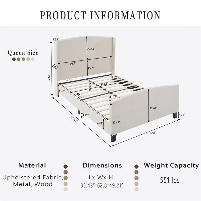 Queen Upholstered Bed Frame