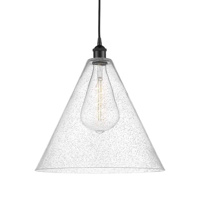 Innovations Lighting 616-1P-18-16 Edison Cone Pendant Edison Cone 16" - Matte Black / Seedy