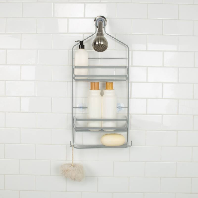 Bath Bliss Cottage Collection Deluxe Shower Caddy in Grey - 10.5"x 4.6"x 25.5"