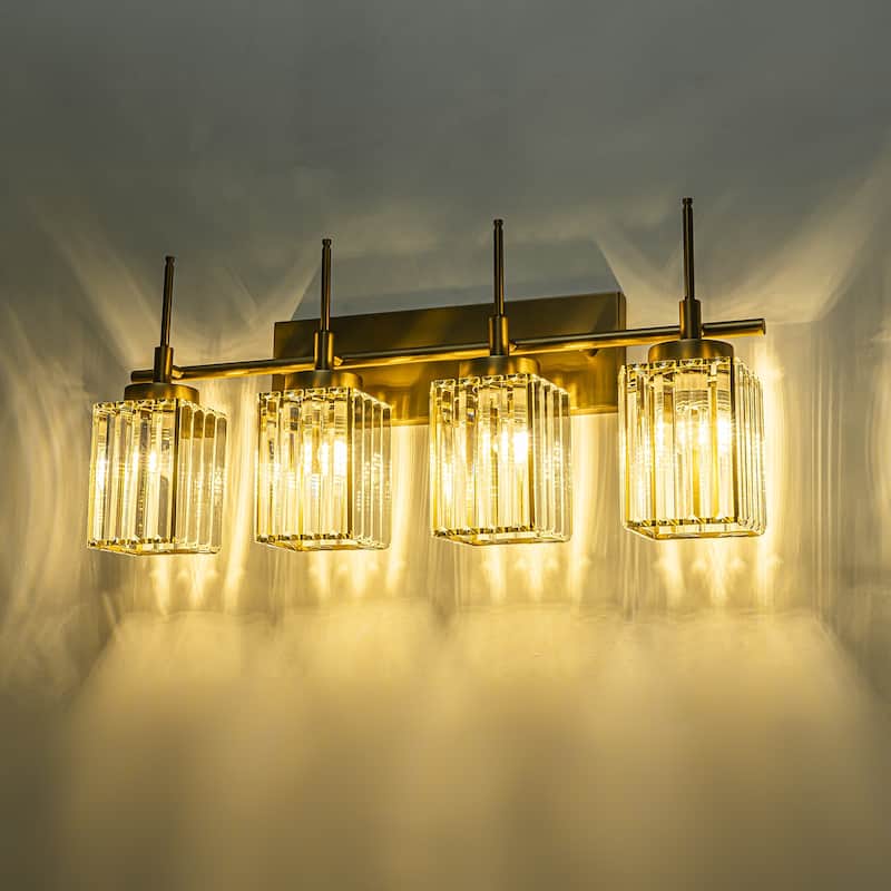 Modern Gold Dimmable Wall Light Glam Cylinder Bathroom Crystal Vanity Light Wall Sconces