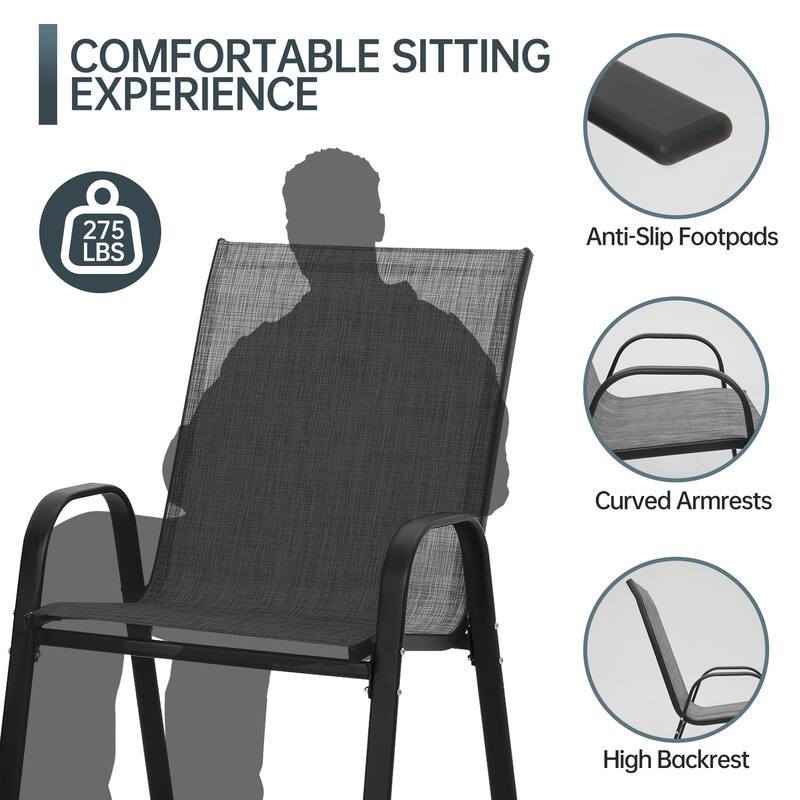 5/7 Pieces Patio Dining Set with Stackable Chairs & Rectangle Fire Table for 4/6 Person, Outdoor Firepit Dining Set