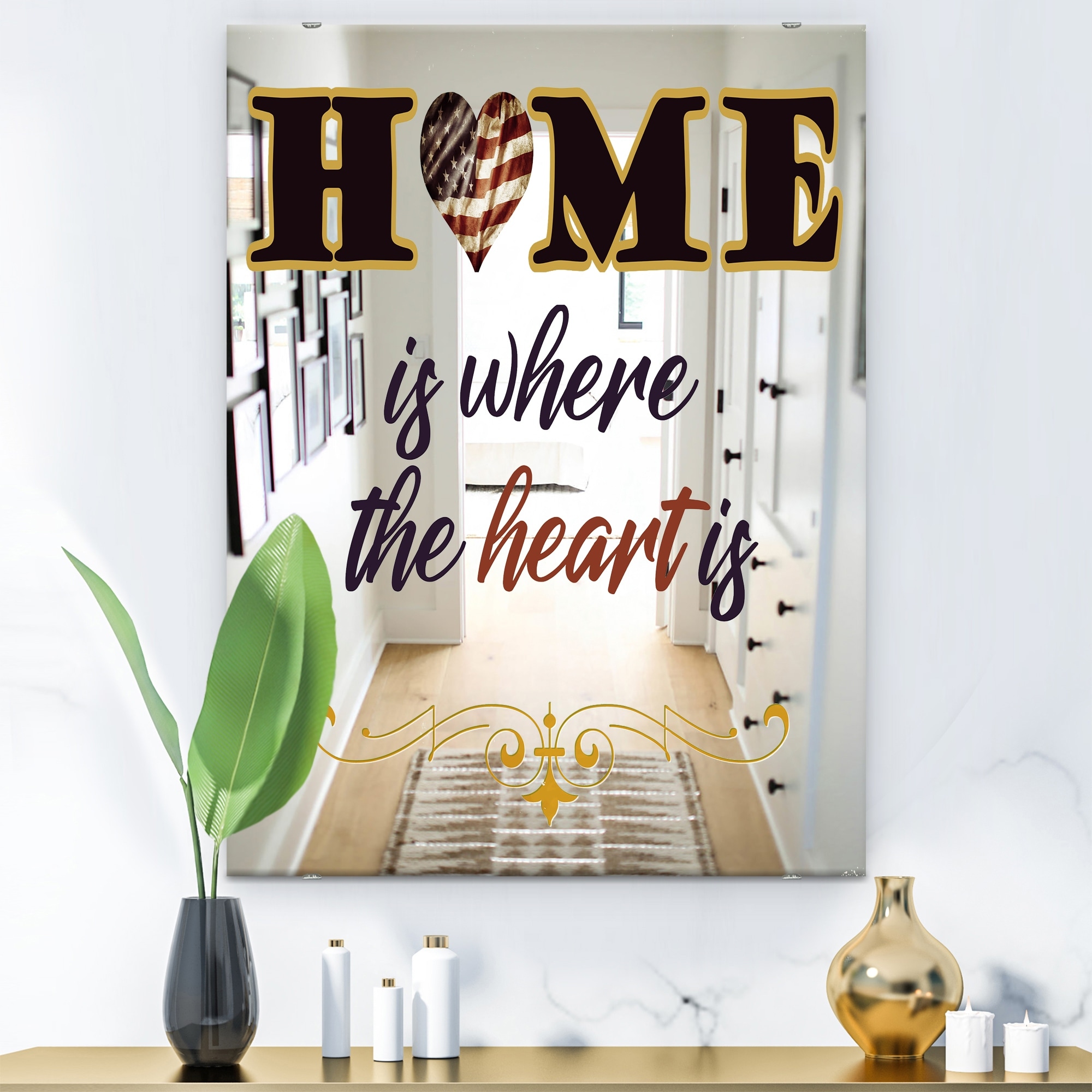 Designart Home Is Where The Heart Is America Modern Mirror Contemporary Large Wall Mirror On Sale Overstock 28022271
