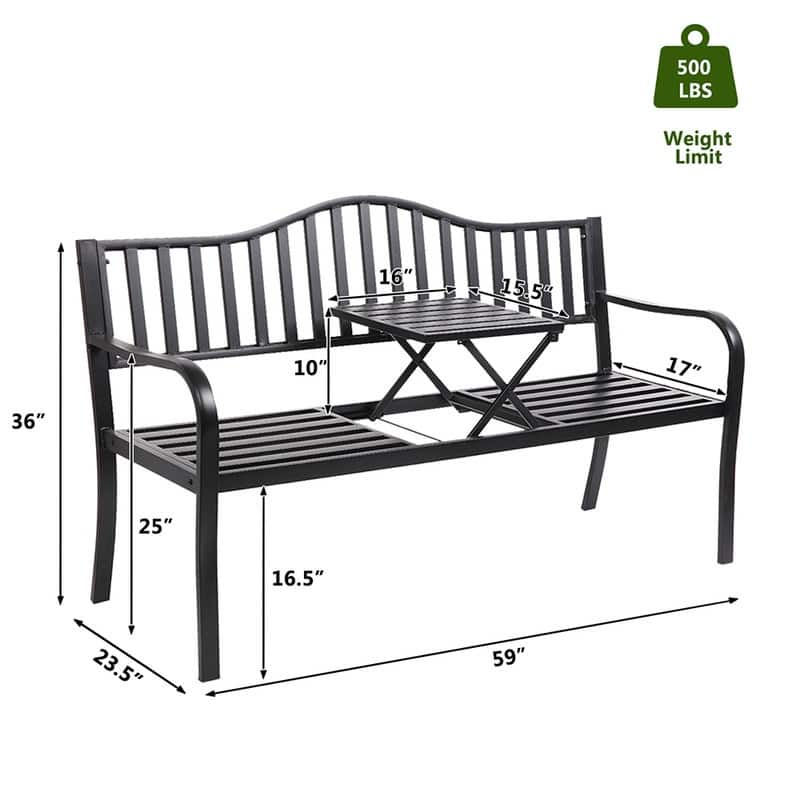 59 in. Outdoor Patio Garden Decorative Cast Iron Bench