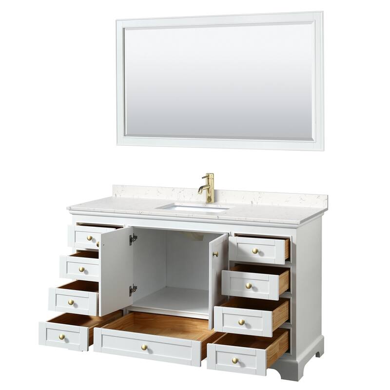 Deborah 60-inch Single Vanity, Cultured Marble Top, 58-inch Mirror